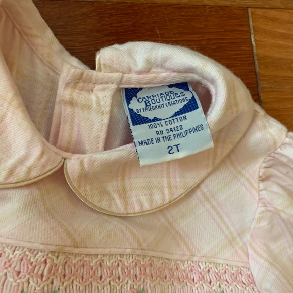 Toddler Girls Pink Long Sleeve Smocked Peter Pan Collar Dress 2T - Picture 3 of 5